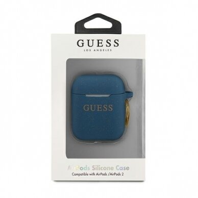 Dėklas Guess AirPods 2 Silicone Glitter - Mėlynas UGLX912 2