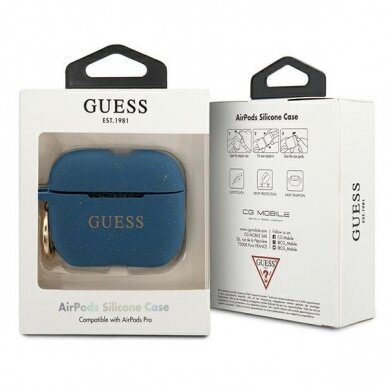 Dėklas Guess AirPods Pro Silicone Glitter - Mėlynas UGLX912 2