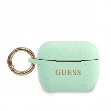 Dėklas Guess AirPods Pro Silicone Glitter - Žalias UGLX912