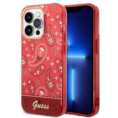 Dėklas Guess Bandana Paisley GUHCP14LHGBNHR iPhone 14 Pro Raudonas