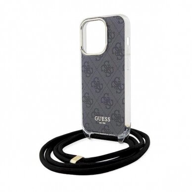 Dėklas Guess Crossbody Cord 4G Print case for iPhone 15 Pro - Juodas 4