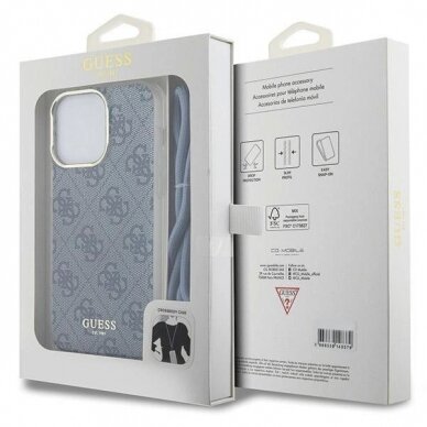 Dėklas Guess Crossbody Cord 4G Print case for iPhone 15 Pro - Mėlynas 6