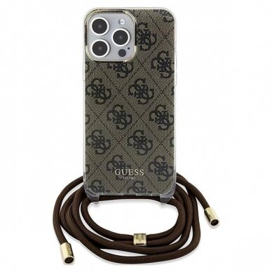 Dėklas Guess Crossbody Cord 4G Print case for iPhone 15 Pro - Rudas 1