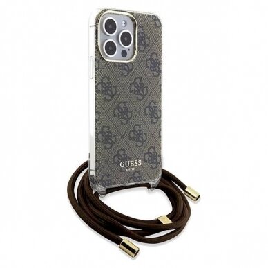 Dėklas Guess Crossbody Cord 4G Print case for iPhone 15 Pro - Rudas 2