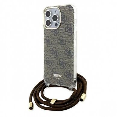 Dėklas Guess Crossbody Cord 4G Print case for iPhone 15 Pro - Rudas