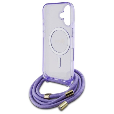 Dėklas Guess Crossbody Cord Script MagSafe iPhone 16  - Violetinis 5