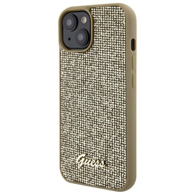 Dėklas Guess Disco Metal Script   iPhone 15 - Auksinis 1