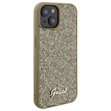 Dėklas Guess Disco Metal Script   iPhone 15 - Auksinis 3