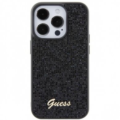 Dėklas Guess Disco Metal Script   iPhone 15 Pro - Juodas 2