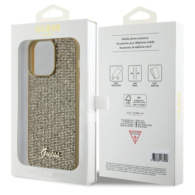 Dėklas Guess Disco Metal Script   iPhone 15 Pro Max - Auksinis 7