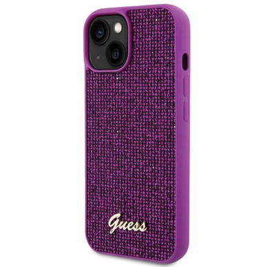 Dėklas Guess Disco Metal Script   iPhone 15 - Rožinis 1