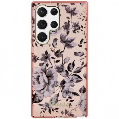 Dėklas Guess Flower GUHCS23LHCFWSP Samsung Galaxy S23 Ultra S918 Rožinis 2