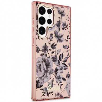 Dėklas Guess Flower GUHCS23LHCFWSP Samsung Galaxy S23 Ultra S918 Rožinis 3