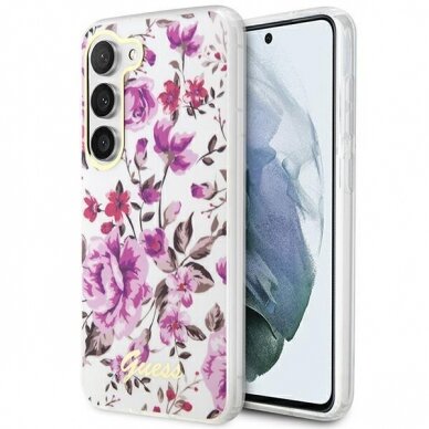 Samsung Galaxy S23 Dėklas Guess Flower GUHCSHCFWST  S911 Baltas