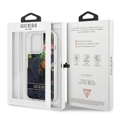 Dėklas Guess Flower Liquid Glitter GUHCP13LLFLSB iPhone 13 Pro Mėlynas 7