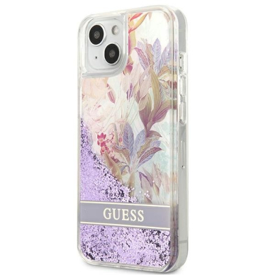 Dėklas Guess Flower Liquid Glitter GUHCP13SLFLSU iPhone 13 mini Violetinis 1