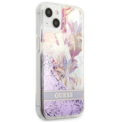 Dėklas Guess Flower Liquid Glitter GUHCP13SLFLSU iPhone 13 mini Violetinis 3