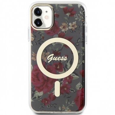 Dėklas Guess Flower MagSafe GUHMN61HCFWSA iPhone 11 / Xr Žalias 2