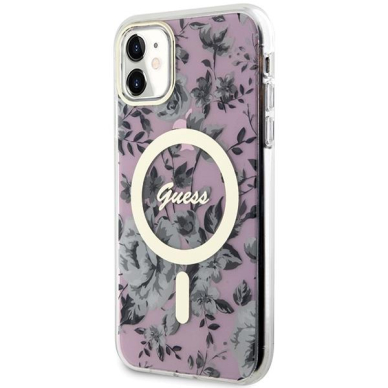 Dėklas Guess Flower MagSafe GUHMN61HCFWSP iPhone 11 / Xr Rožinis 1