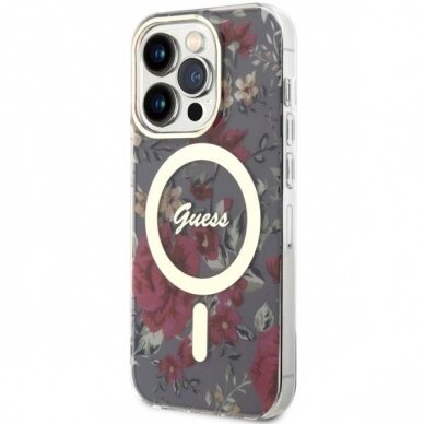 Dėklas Guess Flower MagSafe GUHMP14LHCFWSA iPhone 14 Pro Žalias 1