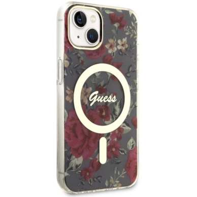 Dėklas Guess Flower MagSafe GUHMP14MHCFWSA iPhone 14 Plus Žalias 3