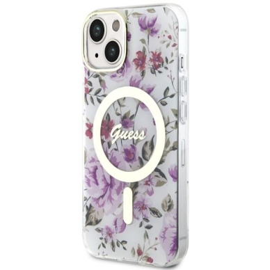 Dėklas Guess Flower MagSafe GUHMP14MHCFWST iPhone 14 Plus Permatomas 1