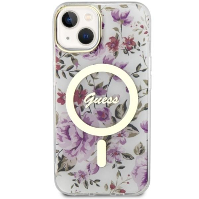 Dėklas Guess Flower MagSafe GUHMP14MHCFWST iPhone 14 Plus Permatomas 2