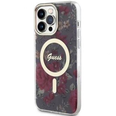 Dėklas Guess Flower MagSafe GUHMP14XHCFWSA iPhone 14 Pro Max Žalias 1