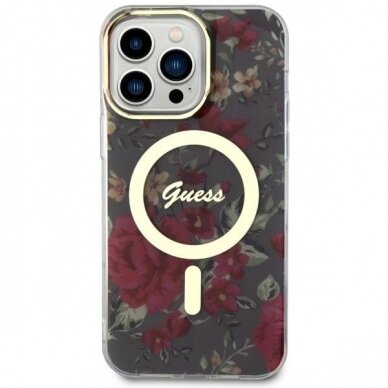 Dėklas Guess Flower MagSafe GUHMP14XHCFWSA iPhone 14 Pro Max Žalias 2