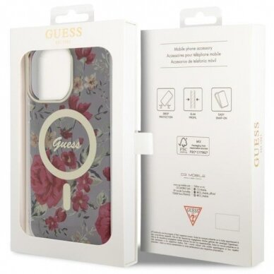 Dėklas Guess Flower MagSafe GUHMP14XHCFWSA iPhone 14 Pro Max Žalias 7