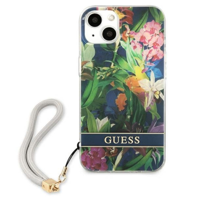 Iphone 13 Dėklas Guess Flower Strap GUHCP13MHFLSB  1