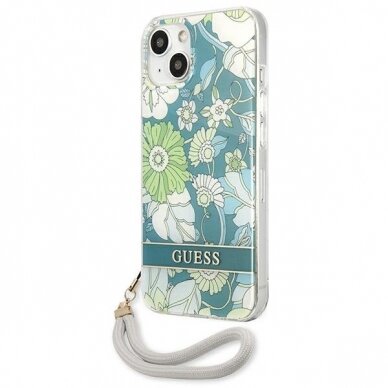 Dėklas Guess Flower Strap GUHCP13SHFLSN iPhone 13 mini Žalias 1