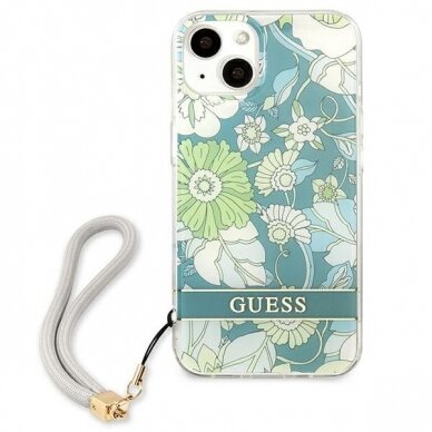 Dėklas Guess Flower Strap GUHCP13SHFLSN iPhone 13 mini Žalias 2