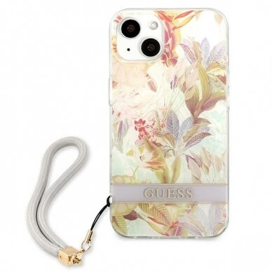 Dėklas Guess Flower Strap GUHCP13SHFLSU iPhone 13 mini Purpurinis 2