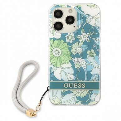 Dėklas Guess Flower Strap GUHCP13XHFLSN iPhone 13 Pro Max Žalias 2