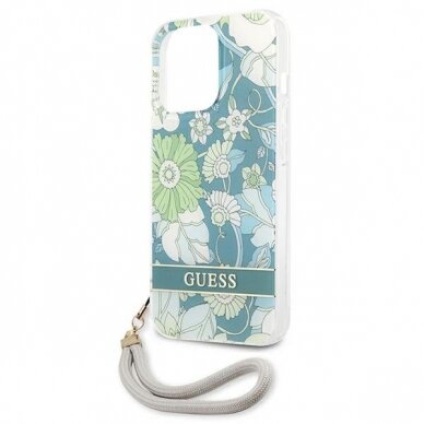 Dėklas Guess Flower Strap GUHCP13XHFLSN iPhone 13 Pro Max Žalias 5