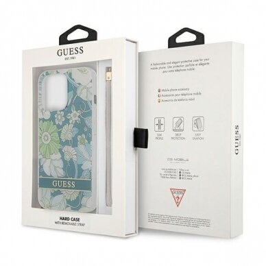 Dėklas Guess Flower Strap GUHCP13XHFLSN iPhone 13 Pro Max Žalias 7