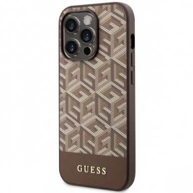 Dėklas Guess GCube Stripes MagSafe GUHMP14LHGCFSEW iPhone 14 Pro Rudas 1