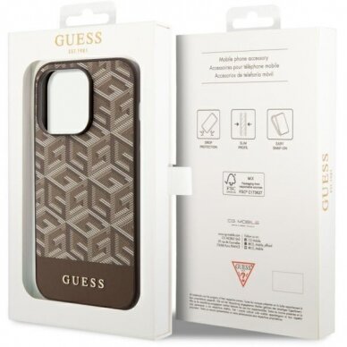 Dėklas Guess GCube Stripes MagSafe GUHMP14LHGCFSEW iPhone 14 Pro Rudas 7