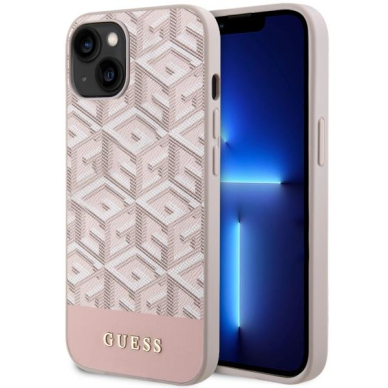 Dėklas Guess GCube Stripes MagSafe GUHMP14MHGCFSEP iPhone 14 Plus Rožinis