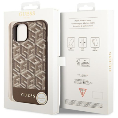 Dėklas Guess GCube Stripes MagSafe GUHMP14MHGCFSEW iPhone 14 Plus Rudas 7