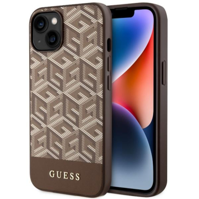 Dėklas Guess GCube Stripes MagSafe GUHMP14MHGCFSEW iPhone 14 Plus Rudas