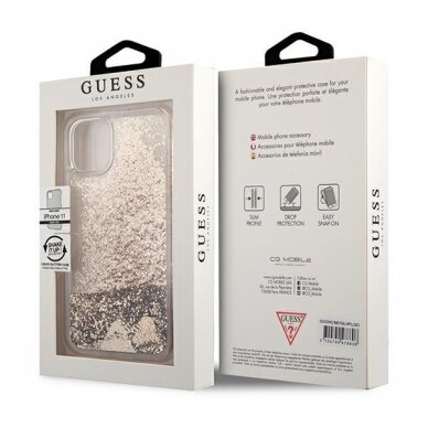 Dėklas Guess Glitter Charms GUOHCN61GLHFLGO iPhone 11 / Xr Auksinis 7