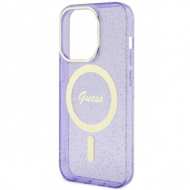 Dėklas Guess Glitter Gold MagSafe GUHMP14LHCMCGU iPhone 14 Pro Purpurinis 5