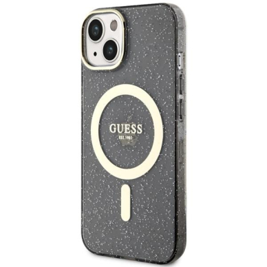 Dėklas Guess Glitter Gold MagSafe GUHMP14MHCMCGK iPhone 14 Plus Juodas 1