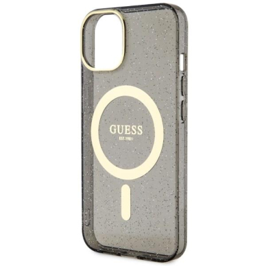 Dėklas Guess Glitter Gold MagSafe GUHMP14MHCMCGK iPhone 14 Plus Juodas 5