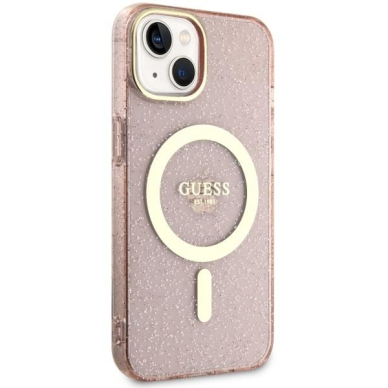 Dėklas Guess Glitter Gold MagSafe GUHMP14MHCMCGP iPhone 14 Plus Rožinis 3