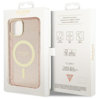 Dėklas Guess Glitter Gold MagSafe GUHMP14MHCMCGP iPhone 14 Plus Rožinis 7