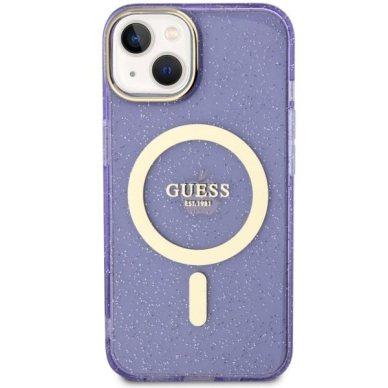 Dėklas Guess Glitter Gold MagSafe GUHMP14MHCMCGU iPhone 14 Plus Purpurinis 2