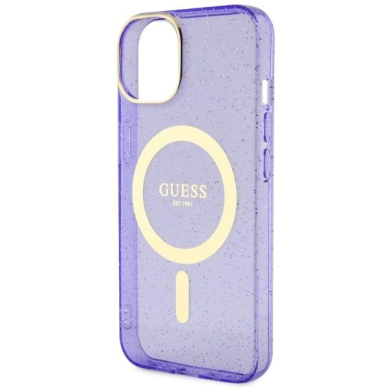 Dėklas Guess Glitter Gold MagSafe GUHMP14MHCMCGU iPhone 14 Plus Purpurinis 5